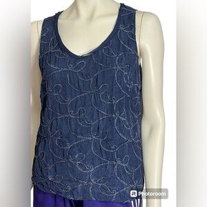 Elinette Blue Lined Tank Top Sz 10(42)